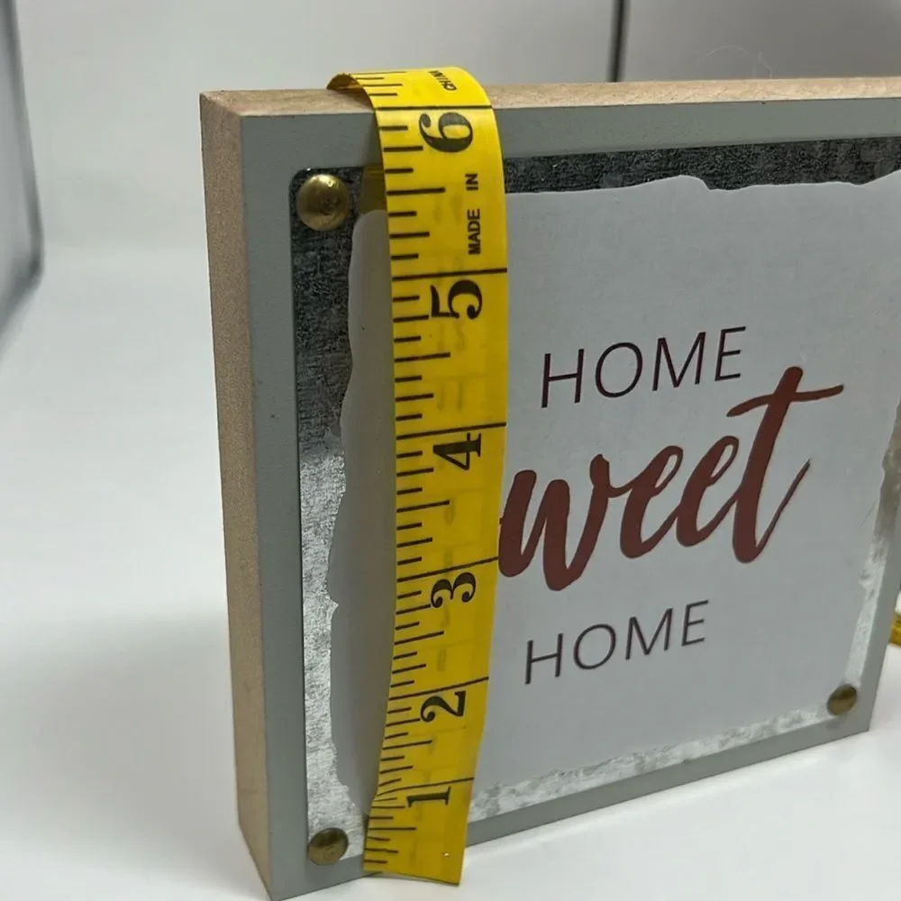 Home Sweet Home Decor Wood & Metal Shelf Table Standing Word Sign‎ Brown White
